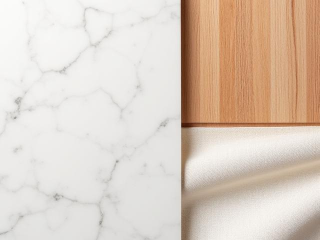 Primo piano di una venatura di legno chiaro e marmo grezzo in studio