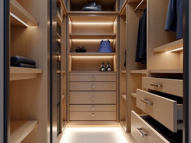 Armadio a muro su misura con finiture interne in cedro, Genova